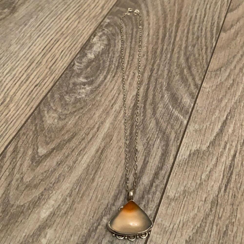 Silver Triangle Stone Necklace